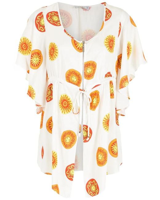 Amir Slama Orange Tie-Fastening Printed Blouse
