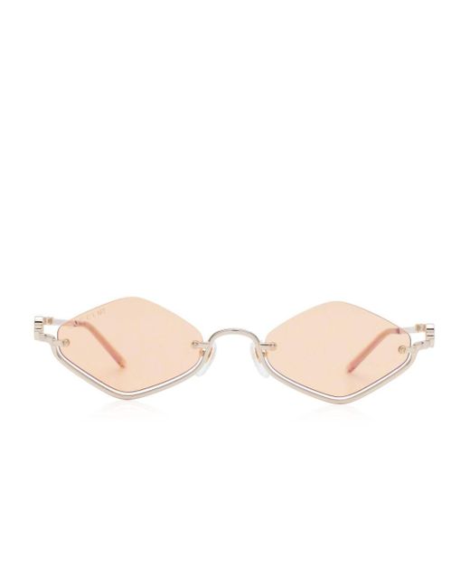 Gucci Upside Down Zonnebril Met Diamantvormig Montuur in het Pink