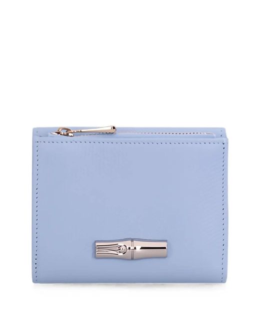 Longchamp Blue Le Roseau Leather Wallet