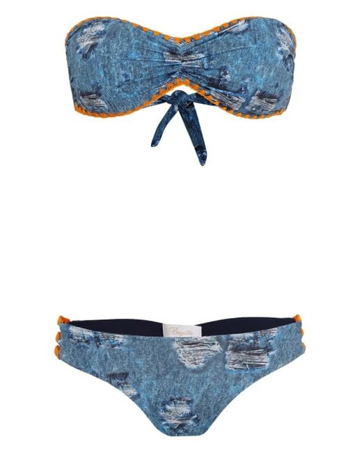 Set Bikini Con Stampa Denim di Brigitte Bardot in Blue