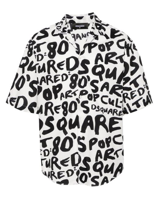 Chemise en coton à logo imprimé DSquared² pour homme en coloris Black