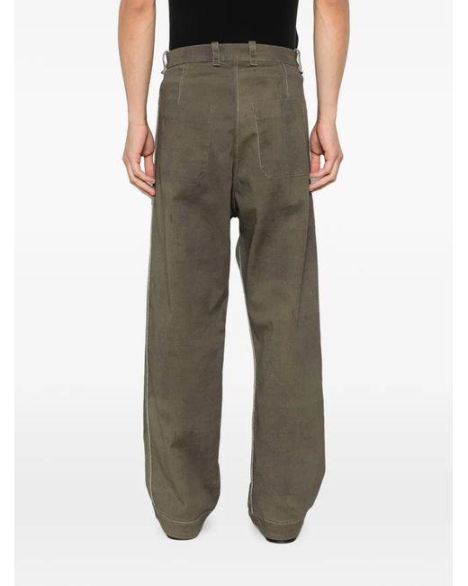 Masnada Gray Panelled Distressed-Effect Trousers for men