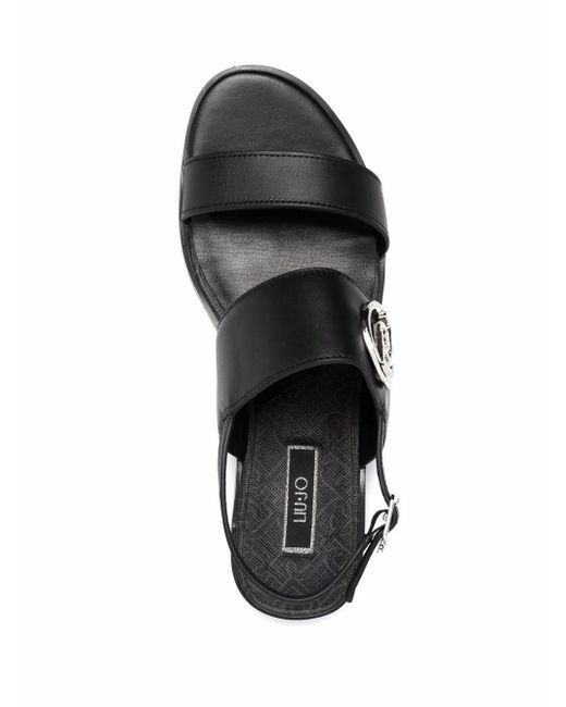 Liu Jo Black Erin Logo-Plaque Slingback Sandals