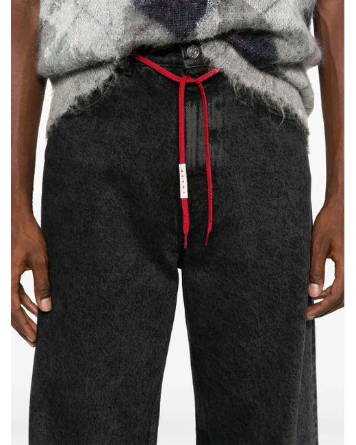 Marni Weite Jeans Mit Marmor-Print in Black für Herren