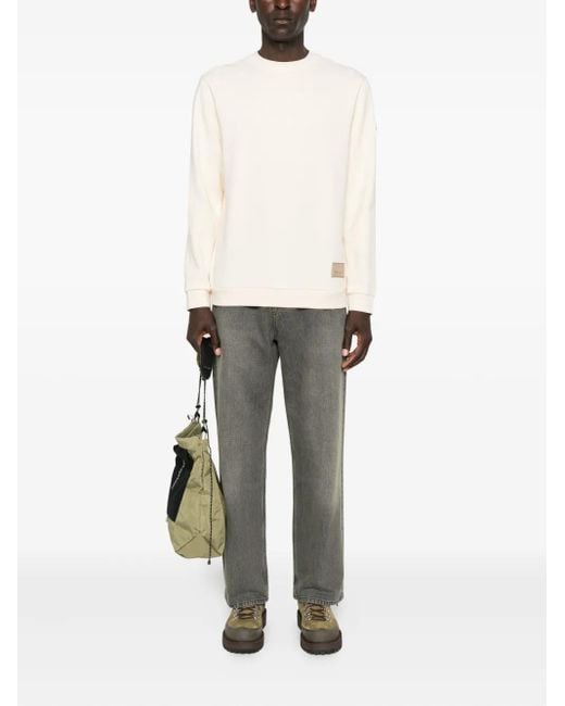 Moncler White Logo-Patch Crew Neck Sweatshirt for men