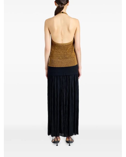 Proenza Schouler Brown Leona Top In Viscose Ribbon Knit
