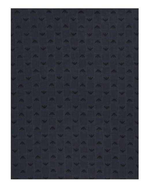 Emporio Armani Blue Logo-Pattern Hoodie for men