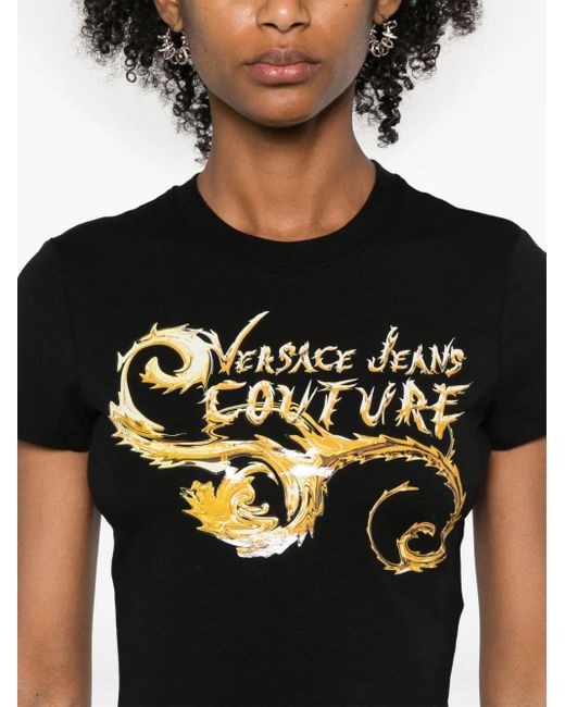 Versace Jeans Couture Black Chromo Couture Cropped T-Shirt