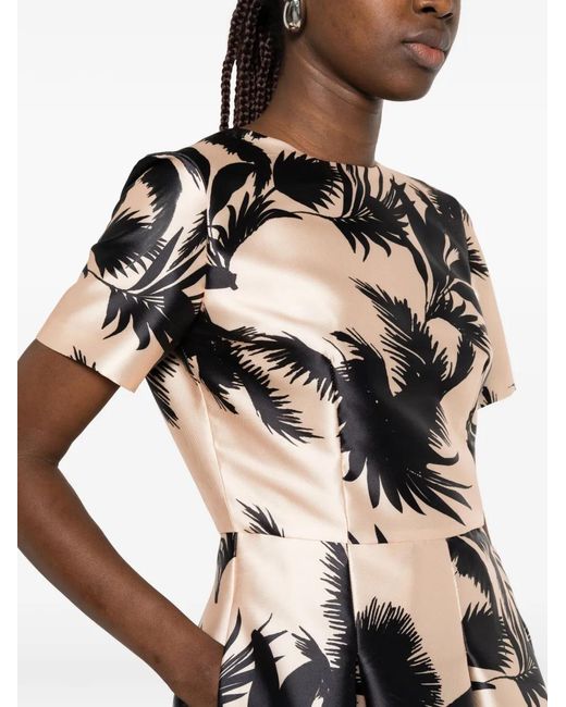 Lunatica Milano White Palm Leaf-Print Midi Dress