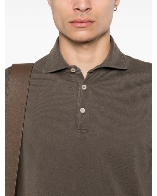 Fedeli Brown Cotton Polo Shirt for men