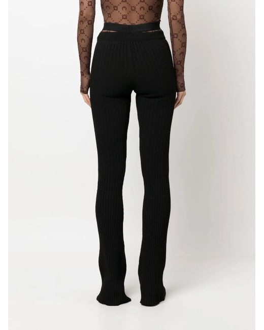ANDREADAMO Black Cut-Out Ribbed-Knit Trousers