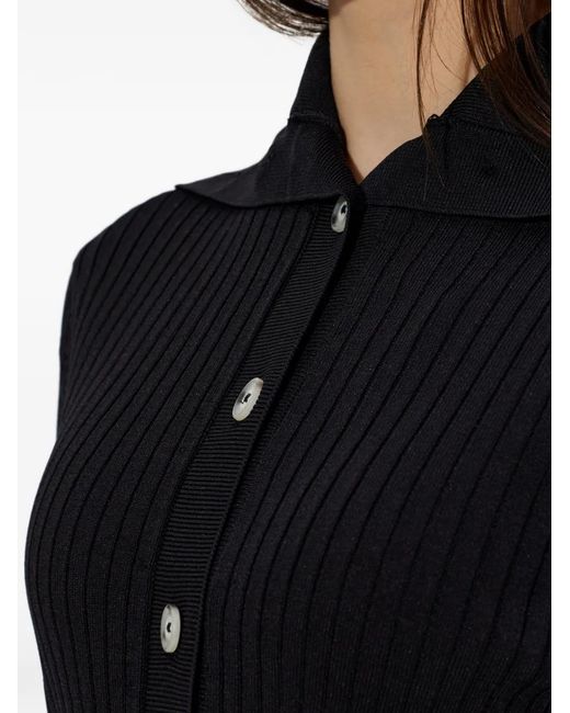 Entire studios Button-Up Polotop in het Black