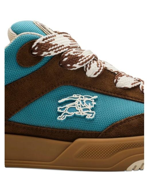 Burberry Blue Suede Appliqué Arc Trainers for men