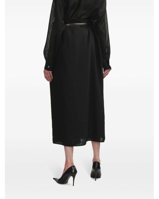 Magliano Black Belted Wool-blend Skirt