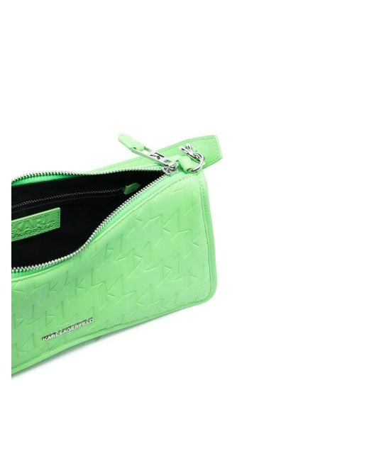 Sac Porté Épaule À Motif Monogrammé En Relief Karl Lagerfeld en coloris Green