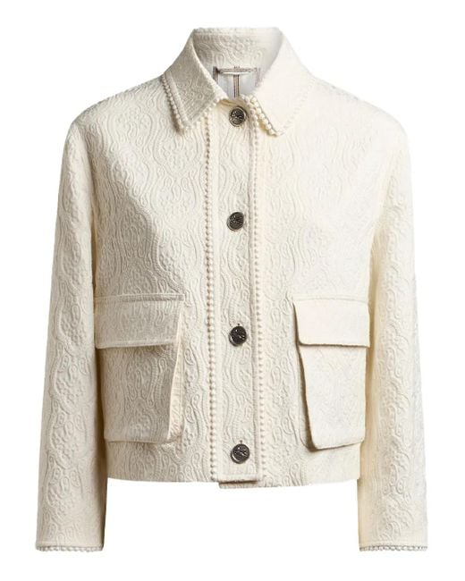 Etro ブロケードトリム クロップドジャケット Natural