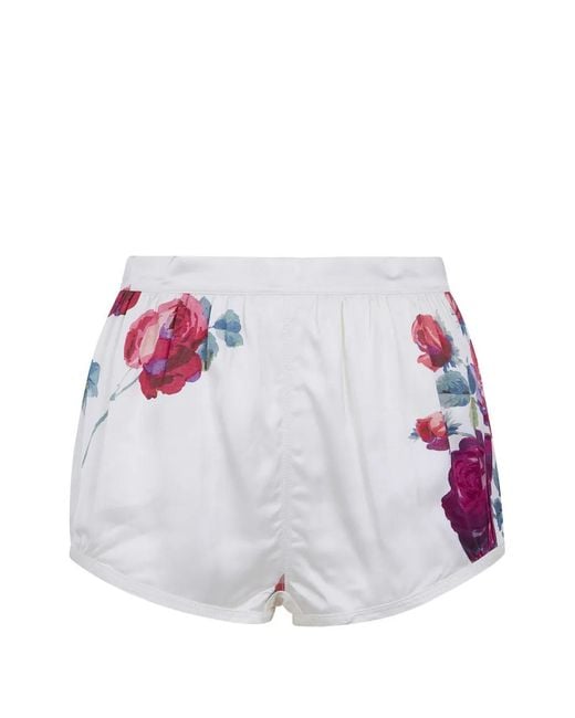 N°21 White Short À Fleurs Imprimées