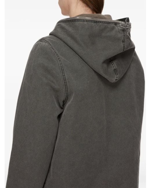 Rick Owens Gray Padded Denim Jacket With Zip Closure And Button Pockets for men
