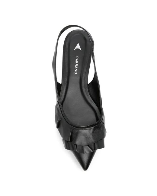 Carrano White Ruffled Pointed-Toe Flat Pumps