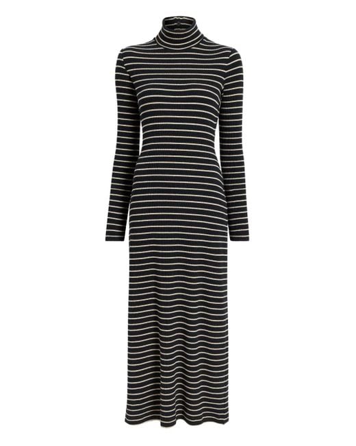 Proenza Schouler Black Geripptes Frances Midikleid Mit Streifen