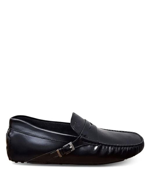 Tod's Black Buckle-Detail Penny Loafers for men