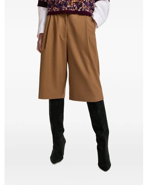 Essentiel Antwerp White Pleated Tailored Shorts