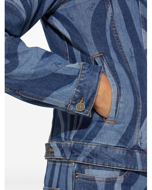Veste en jean à imprimé Marmo Emilio Pucci pour homme en coloris Blue
