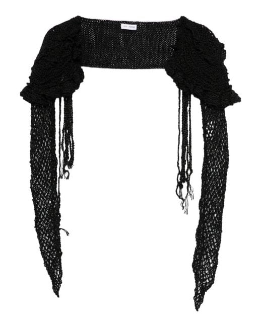 Judy Turner Black Shylla Puff-Sleeve Crochet Shrug