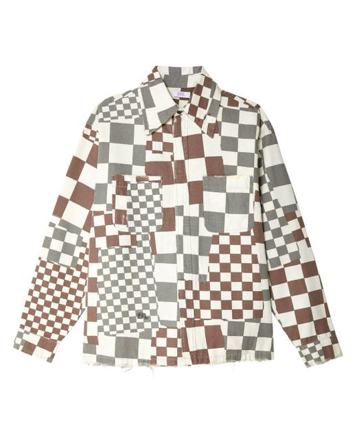 ERL White Checkered Canvas Shirt Jacket