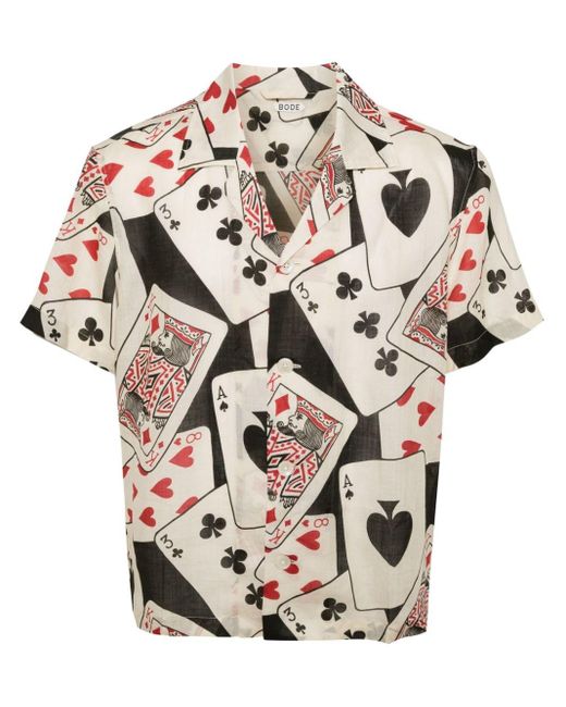 Bode Pink Ace Of Spades-print Short-sleeve Shirt for men