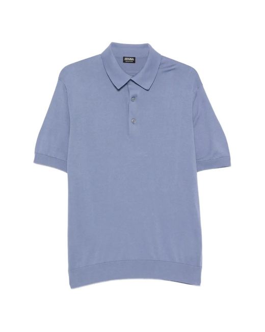 Zegna Blue Short-Sleeve Polo Shirt for men