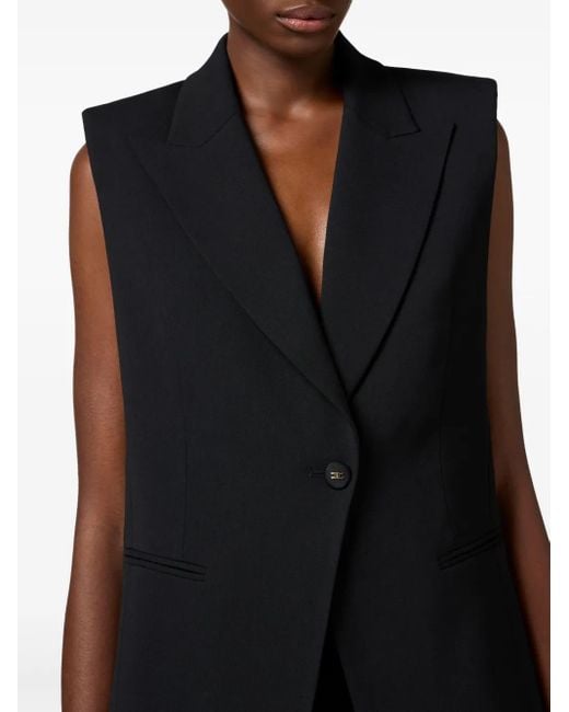 Elisabetta Franchi Black Tailored Sleeveless Blazer