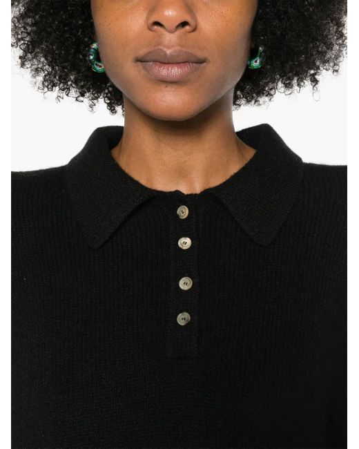 Khaite Black Rene Cashmere Blend Polo Jumper