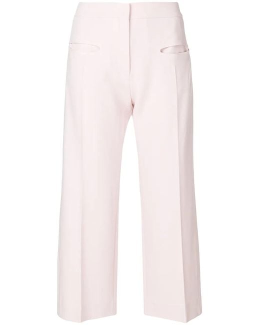 Carven Pink Wide Leg Cropped Pants