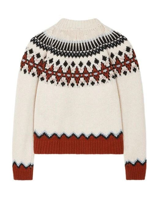 Alanui Gray Wool Crewneck Sweater With Geometric Detail