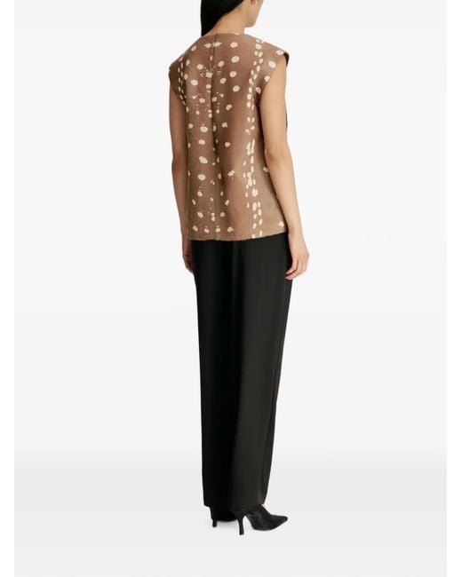 Loulou de Saison Brown Kena Deer-Print Sleeveless Leather Blouse