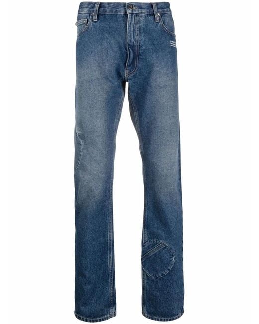 Off-White c/o Virgil Abloh Blue Logo-Print Slim-Fit Jeans for men