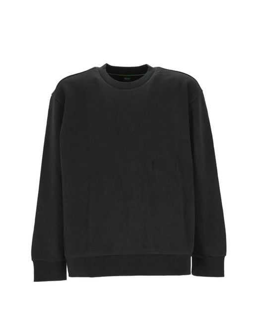 Boss Black Logo-Patch Crew-Neck Sweater for men