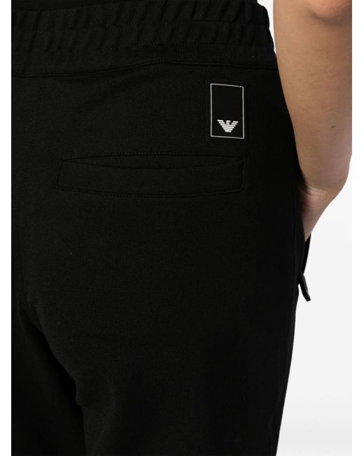 Emporio Armani Black Logo-appliqué High-waist Track Pants