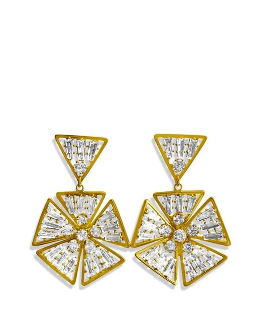 Hzmer Jewelry Metallic Sunflower Sunburst Crystal-Embellished Earrings