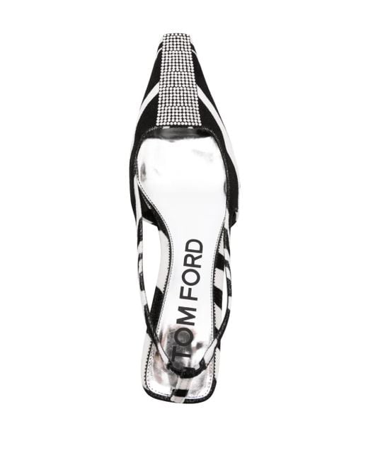 Tom Ford White 70mm Zebra-print Slingback Pumps