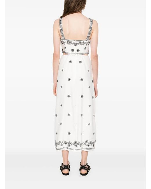 Maje White Besticktes Maxikleid Mit Cut-Out