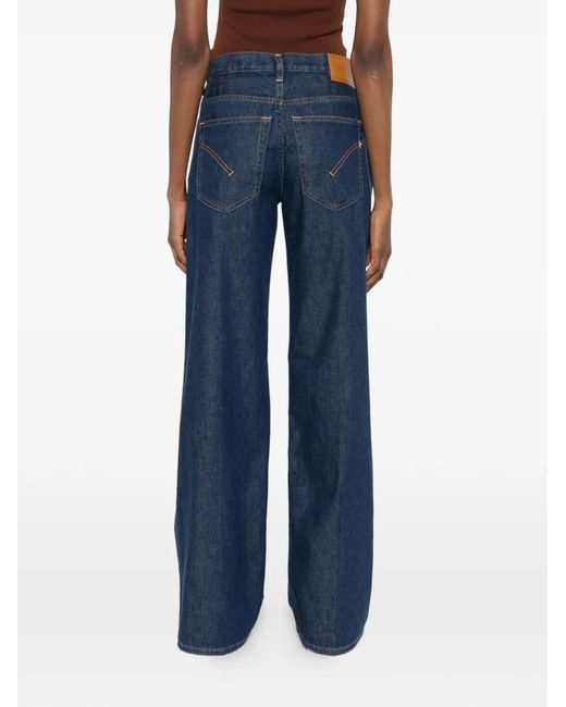 Dondup Blue Jacklyn Belt-Loop Logo-Detail Jeans