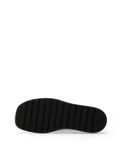 Calvin Klein White Leather Flat Sandals