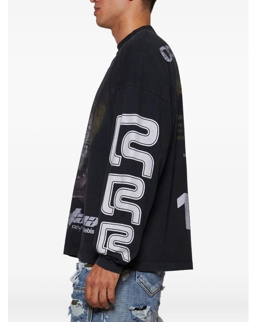 RRR123 Black T-Shirt Metamoth À Manches Longues for men