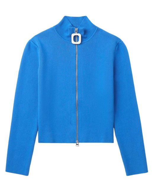 J.W. Anderson Blue Zip-up Ribbed-knit Cardigan