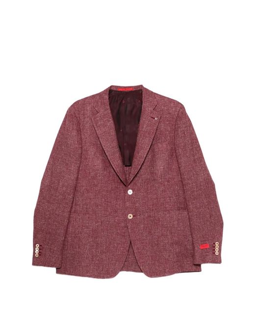 Isaia Red Buttoned Blazer for men