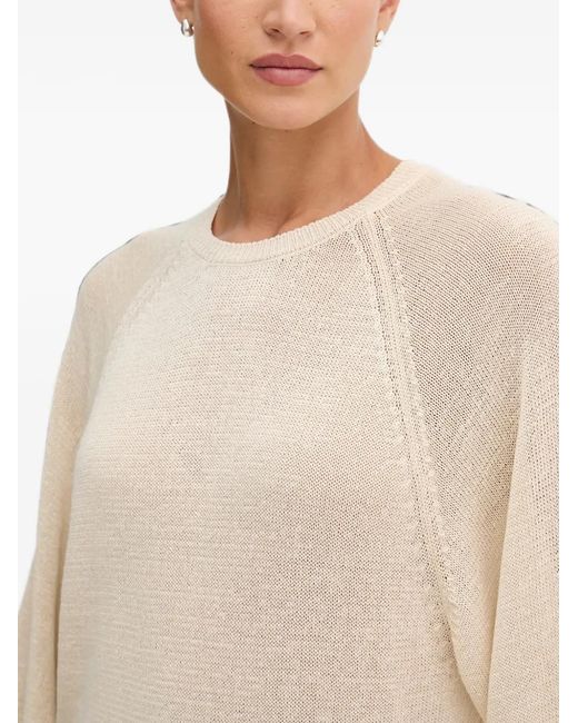 Benetton Natural Raglan-Sleeve Ribbed-Trim Sweater