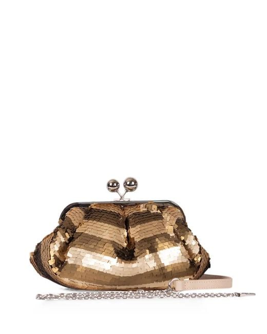Weekend by Maxmara Natural Pasticcino Sequin-Embellished Clutch Bag