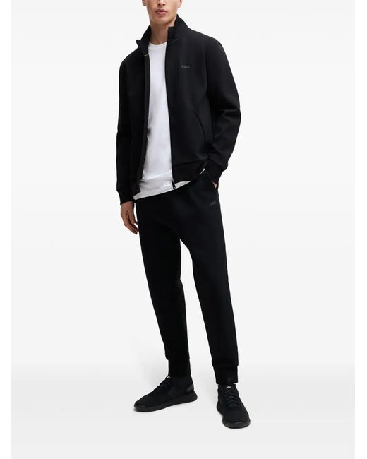 Boss Black Knitted-Upper Low-Top Sneakers for men